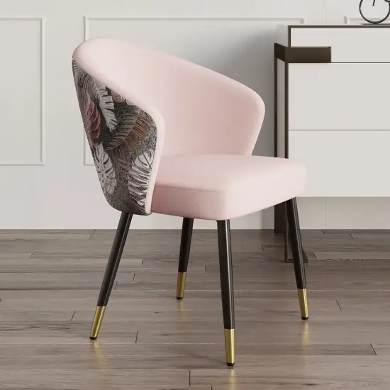 Arcora Pink Velvet Dining Chair with Upholstered, 4 Pieces