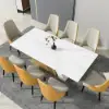 Diamic Orange Faux Leather Dining Chairs with Upholstered, 6 Pieces