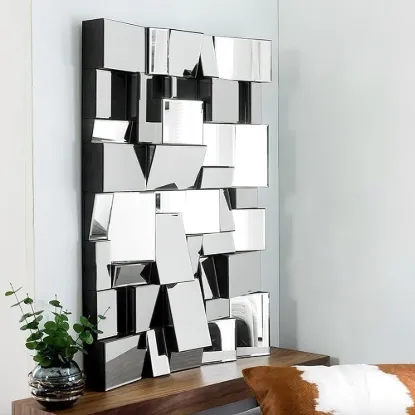 100 cm Glam Irregular Silver Decorative Frameless Earthquake Wall Mirror