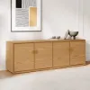 1600mm Natural Wood Tall TV Stand with Storage