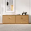 1600mm Natural Wood Tall TV Stand with Storage