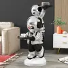 Astronaut Resin Figurine Silver Side Table with Tray Top