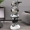 Astronaut Resin Figurine Silver Side Table with Tray Top