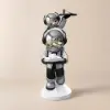 Astronaut Resin Figurine Silver Side Table with Tray Top