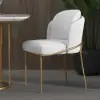 Linenic 6-Piece White Dining Chair Modern Cotton&Linen Upholstered Side Chair in Gold