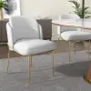 Linenic 6-Piece White Dining Chair Modern Cotton&Linen Upholstered Side Chair in Gold