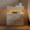 Krila Floating 3-Drawer LED Smart Bedside Table with Light – Rectangle – White Nightstand