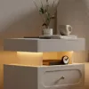Krila Floating 3-Drawer LED Smart Bedside Table with Light – Rectangle – White Nightstand