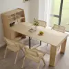 Modern Extendable Dining Table with Storage & 4 Natural Folding Dining Chairs Solid Wood