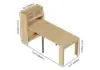 Modern Extendable Dining Table with Storage & 4 Natural Folding Dining Chairs Solid Wood