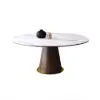 1200mm Round Dining Table White Sintered Stone Top & 6 White Dining Chairs Cotton&Linen