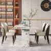 Modern 1800mm Rectangle Sintered Stone Dining Table with 8 Chairs in Gold