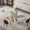 Modern 1800mm Rectangle Sintered Stone Dining Table with 8 Chairs in Gold