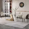Modern 1800mm Rectangle Sintered Stone Dining Table with 8 Chairs in Gold