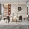 Modern 1800mm Rectangle Sintered Stone Dining Table with 8 Chairs in Gold