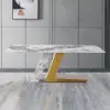 Modern 1800mm Rectangle Sintered Stone Dining Table with 8 Chairs in Gold
