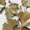 1180mm Modern 3D Golden Metal Ginkgo Leaf Geometric Wall Art with Marble Accent