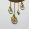 1180mm Modern 3D Golden Metal Ginkgo Leaf Geometric Wall Art with Marble Accent