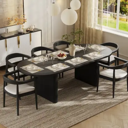 Fluve 200 - 240 cm Extendable Oval Black Dining Table, Seats 6-8