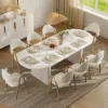 Fluve 200 - 240 cm Extendable Oval White Dining Table, Seats 6-8