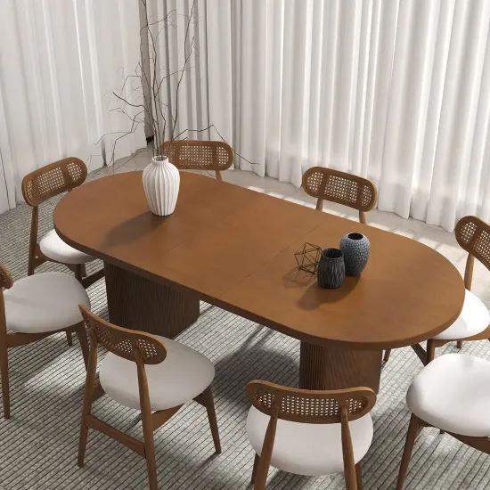 Fluve 200 - 240 cm Extendable Oval Walnut Dining Table, Seats 6-8