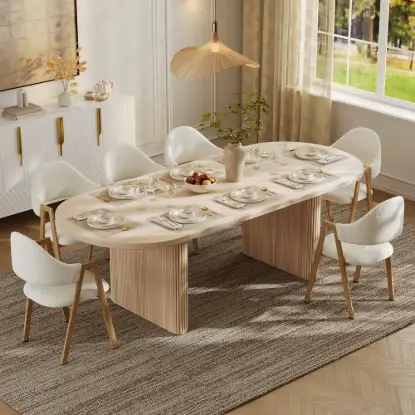 Fluve 200 - 240 cm Extendable Oval Whitewash Dining Table, Seats 6-8