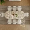 Fluve 200 - 240 cm Extendable Oval Whitewash Dining Table, Seats 6-8