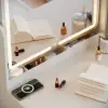 1000 mm White Leather Dressing Table with Chair with Charger LED Mirror