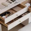 1000 mm White Leather Dressing Table with Chair with Charger LED Mirror