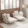 Modern 213 cm 3-Seater Linen Convertible Sleeper Sofa with Adjustable Backrest – Cotton