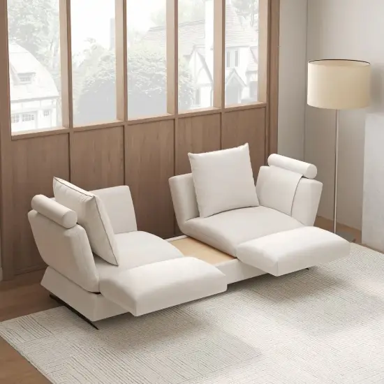 Modern 213 cm 3-Seater Linen Convertible Sleeper Sofa with Adjustable Backrest – Cotton