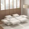 Modern 213 cm 3-Seater Linen Convertible Sleeper Sofa with Adjustable Backrest – Cotton