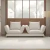 Modern 213 cm 3-Seater Linen Convertible Sleeper Sofa with Adjustable Backrest – Cotton