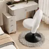 Picture of Modern White Boucle Adjustable Vanity Stool with Back