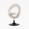 Picture of Modern White Boucle Adjustable Vanity Stool with Back