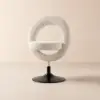 Picture of Modern White Boucle Adjustable Vanity Stool with Back