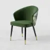 Japandi 800mm Round Small Dining Table & 2 Green Upholstered Velvet Dining Chairs Set