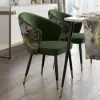 Japandi 1000mm Round Small Dining Table & 2 Green Upholstered Velvet Dining Chairs Set