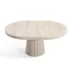 Japandi Extendable Dining Table & 6 Wood Rattan Upholstered Dining Chairs Set