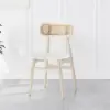 Japandi Oval Extendable Whitewash Dining Table & 6 Wood Rattan Dining Chairs Set