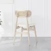 Japandi Oval Extendable Whitewash Dining Table & 6 Wood Rattan Dining Chairs Set