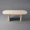 Japandi Oval Extendable Whitewash Dining Table & 6 Wood Rattan Dining Chairs Set