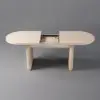 Japandi Oval Extendable Whitewash Dining Table & 6 Wood Rattan Dining Chairs Set
