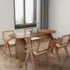 1800mm Japandi Dining Table & 4 Walnut Japandi Rattan Dining Chairs Solid Wood Frame