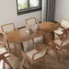 1800mm Japandi Dining Table & 6 Walnut Japandi Rattan Dining Chairs Solid Wood Frame