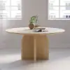 1500mm Modern Round Dining Table & 8 Modern Upholstered Light Gray Velvet Dining Chairs