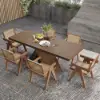 1630mm-2030mm Extendable Walnut Dining Table & 6 Walnut Japandi Rattan Dining Chairs