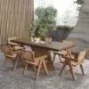 1630mm-2030mm Extendable Walnut Dining Table & 6 Walnut Japandi Rattan Dining Chairs