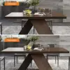 1630mm-2030mm Extendable Walnut Dining Table & 6 Walnut Japandi Rattan Dining Chairs