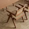 1630mm-2030mm Extendable Walnut Dining Table & 6 Walnut Japandi Rattan Dining Chairs
